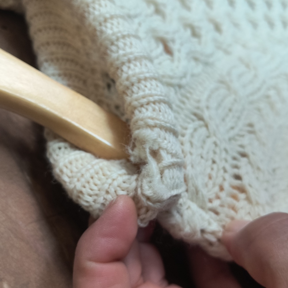 Vintage Carraig Donn 100% Wool Cream Chunky Knit Fisherman Cardigan Sz Large M - Picture 16 of 17